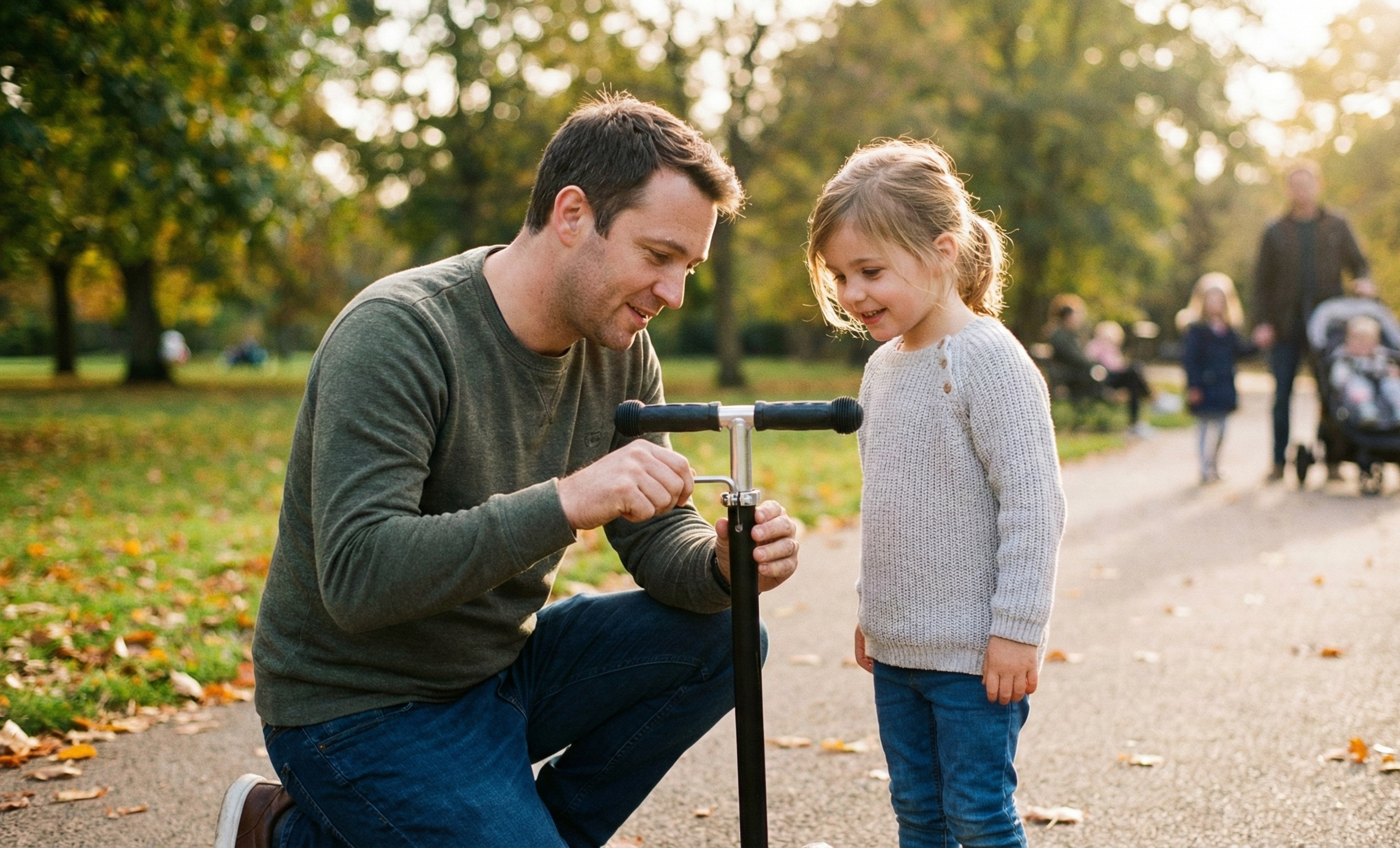 A altura do guiador da trotineta para a crianças