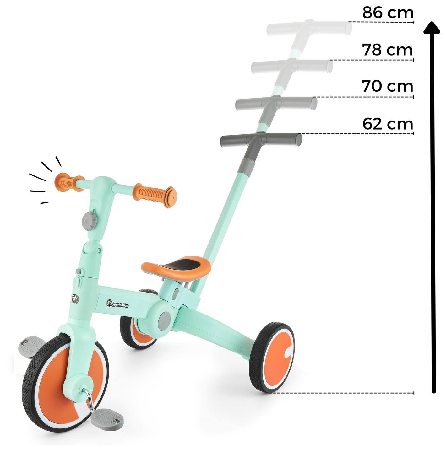 Tobi ROCKET - Triciclo infantil, bicicleta de equilíbrio, passeio - empurrador - 5 em 1 da HyperMotion