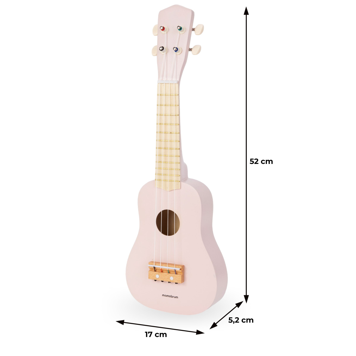 Guitarra de madeira para crianças - ukulele - rosa