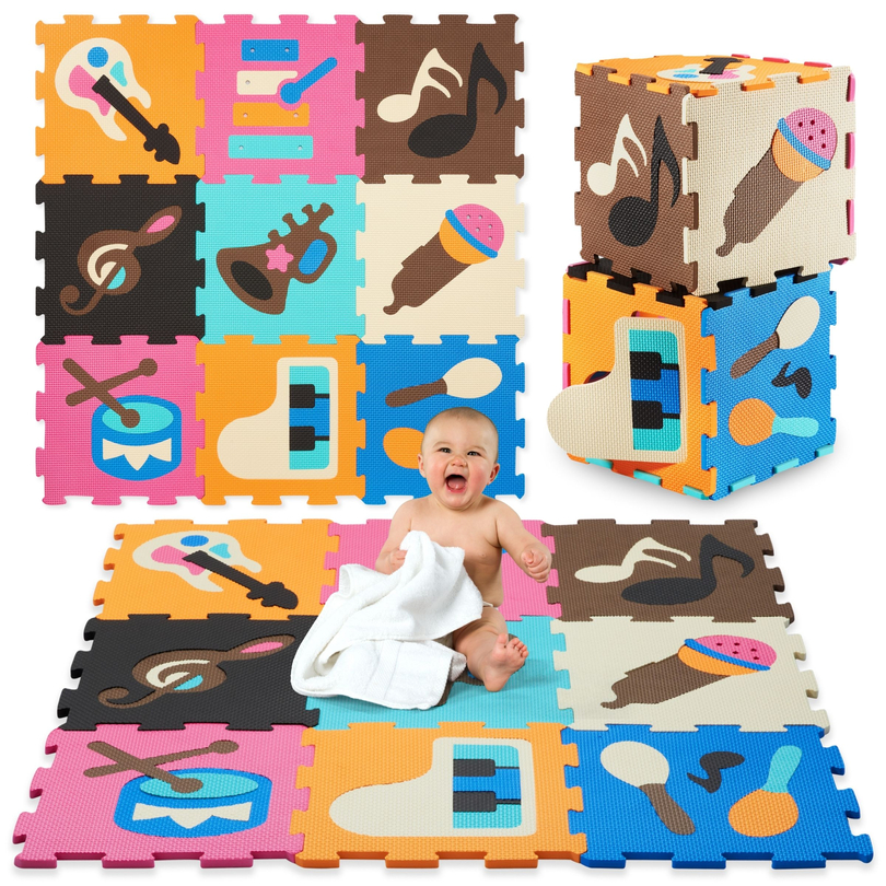 Quebra-cabeça de espuma educacional 90 x 90 x 1cm - Espuma EVA - padrão: instrumentos