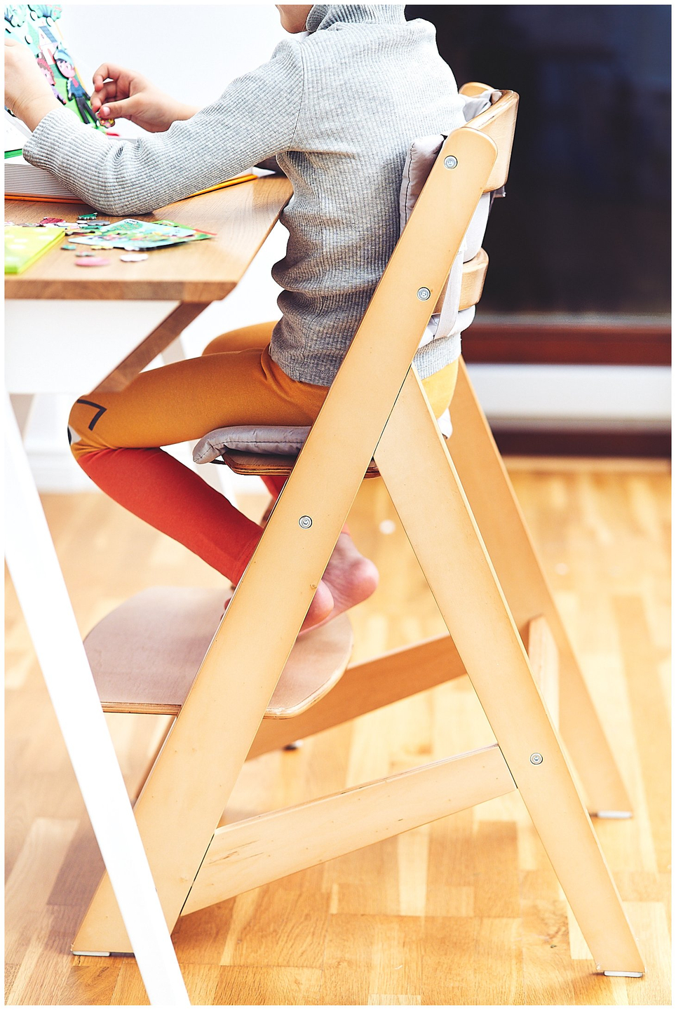 Cadeira de alimentação de madeira Moby-System WOODY - cor madeira natural