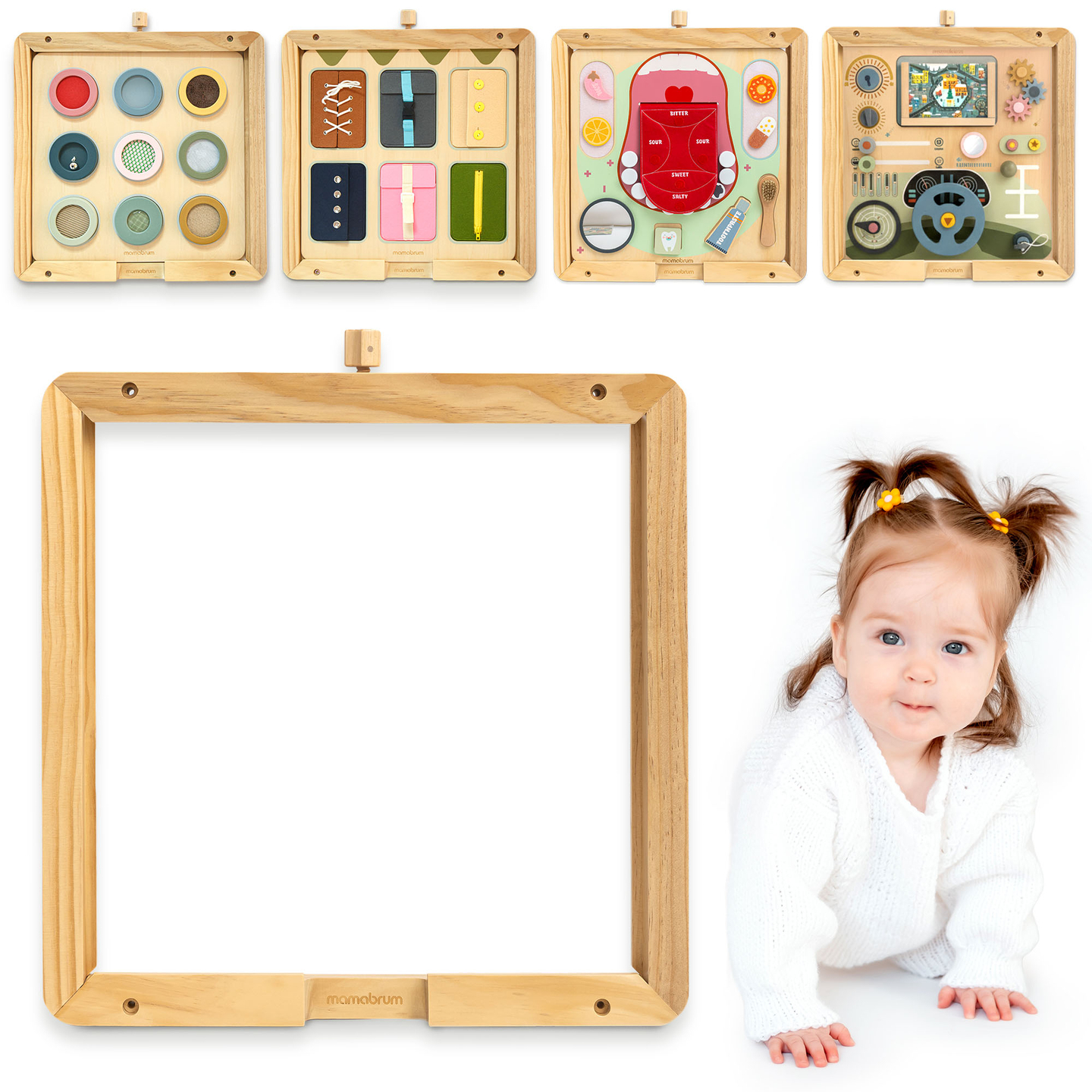 Moldura de madeira para parede - para montagem de quadros educativos Mamabrum