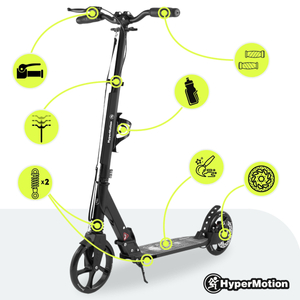Trotinete de duas rodas para jovens adultos - com amortecedor - HyperMotion Skyline - preto, alumínio - 100kg
