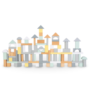 Blocos de madeira pastel - conjunto de 100 peças XL
