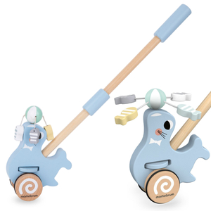 Selo de madeira com bastão para empurrar - empurrador