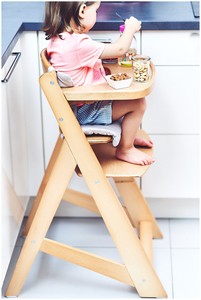 Cadeira de alimentação de madeira Moby-System WOODY - cor madeira natural