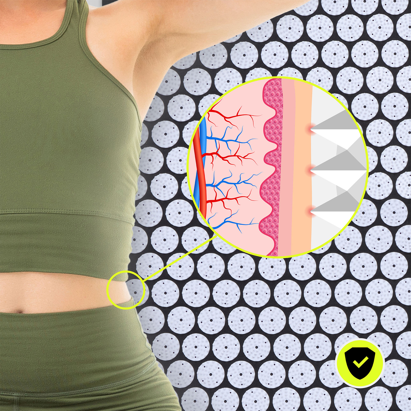 Tapete de acupressão em linho ecológico com fibra de coco e almofada de trigo sarraceno – 68 cm HyperMotion Preto e Branco