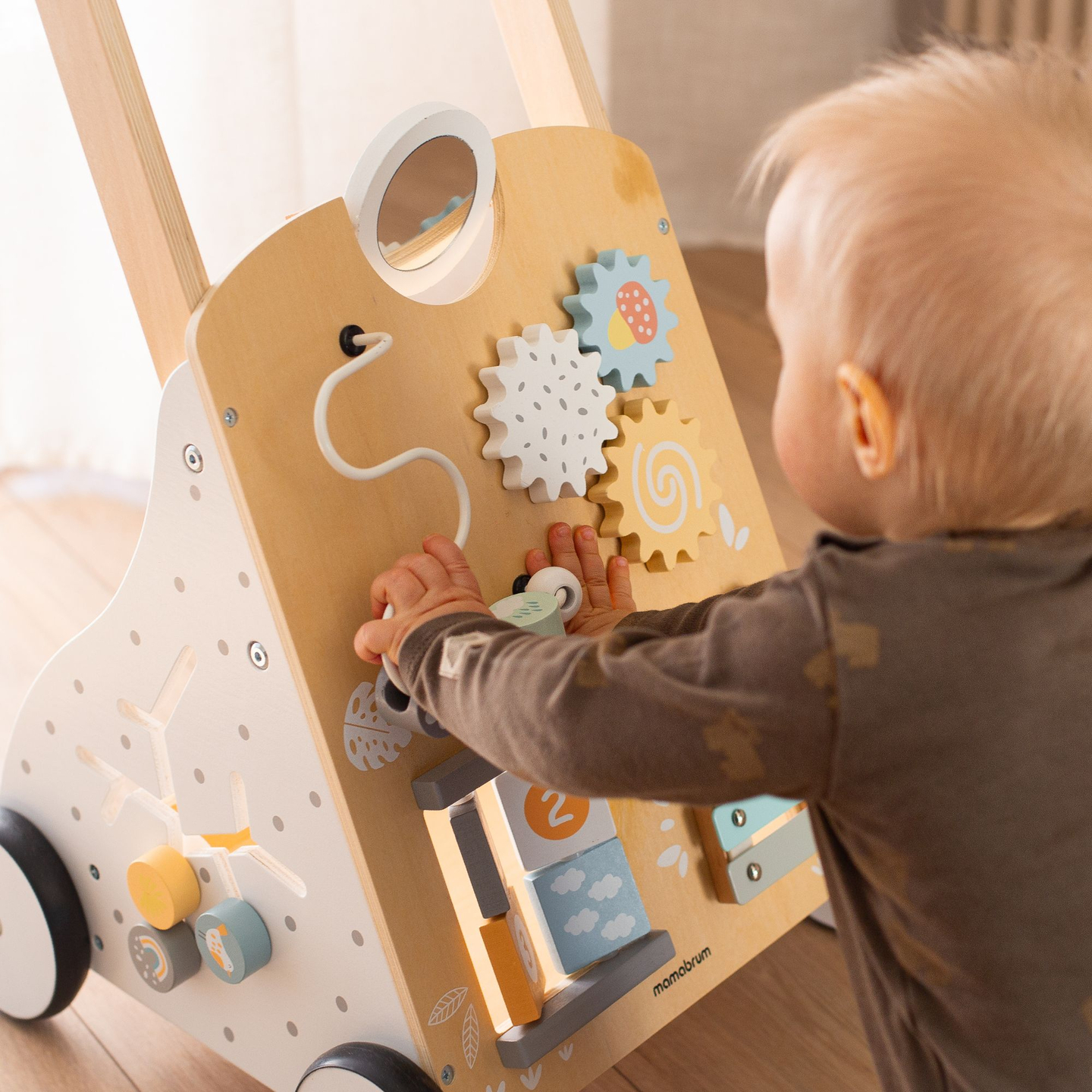 Andarilho educativo de madeira 8em1 / empurrador de bebés - prancha manipuladora