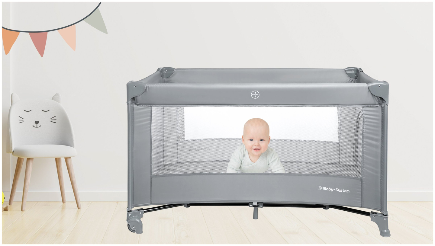 Berço de viagem portátil Happy Traveler BASIC - cinza