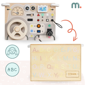 Tabuleiro de madeira Montessori para crianças pequenas - painel de instrumentos do carro