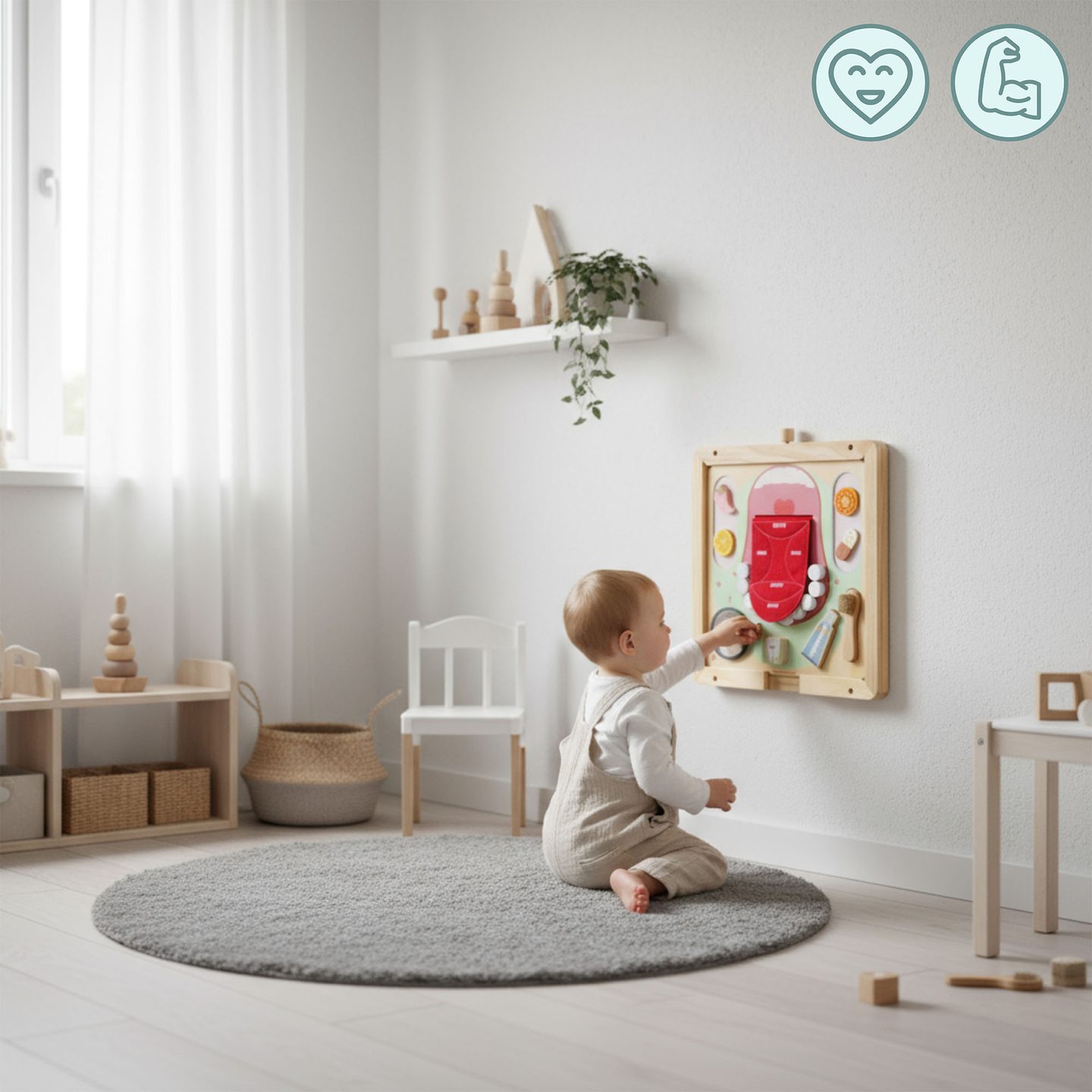 Moldura de madeira para parede - para montagem de quadros educativos Mamabrum