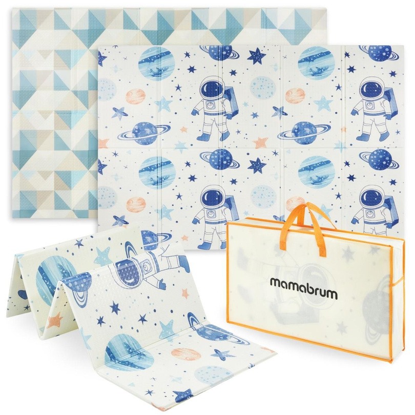 Tapete de espuma dobrável de dupla face 180 x 120 x 1cm - Cosmos/Triângulos geométricos