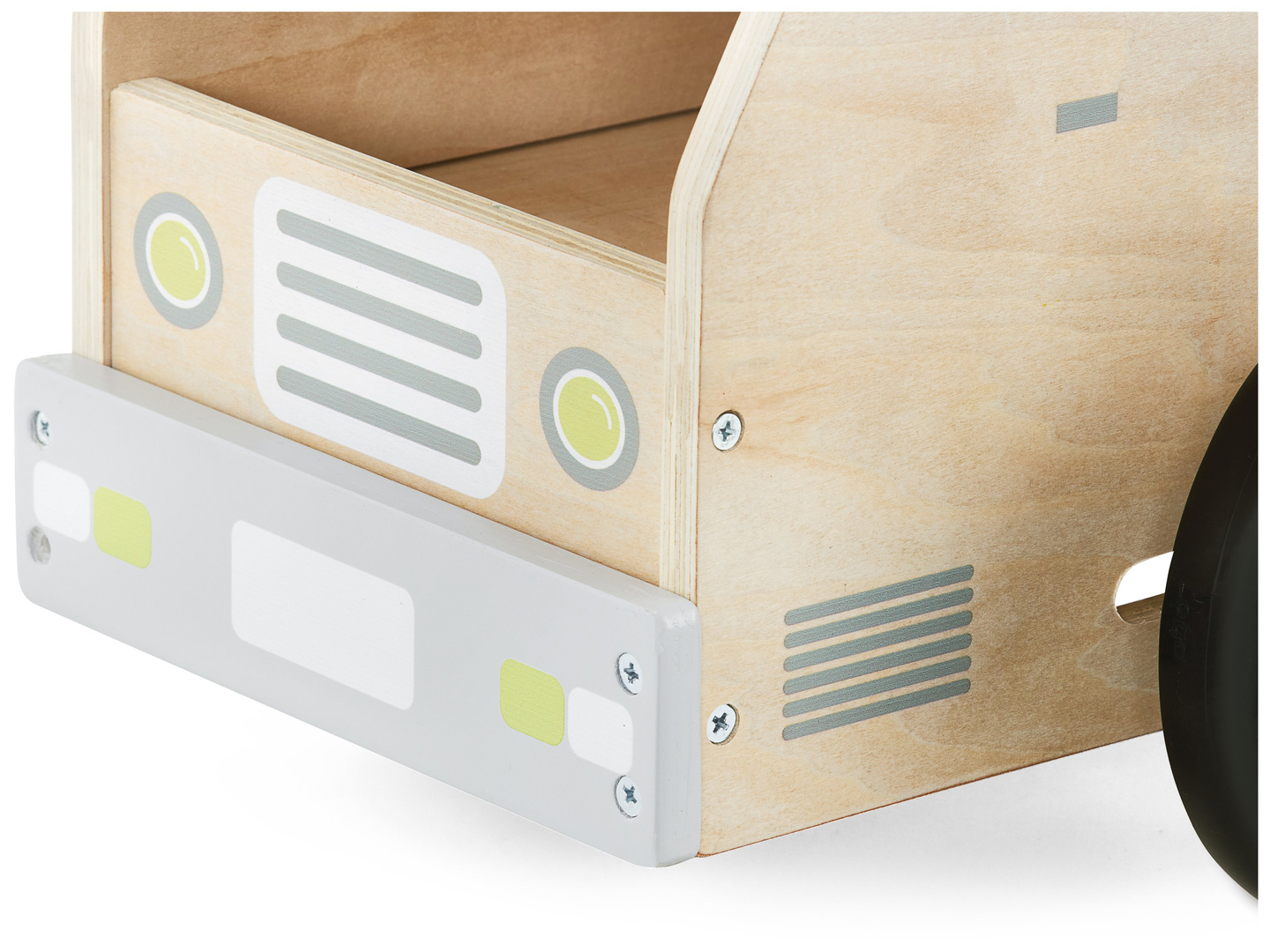 Passeio de madeira, carro, carro de brinquedo com blocos