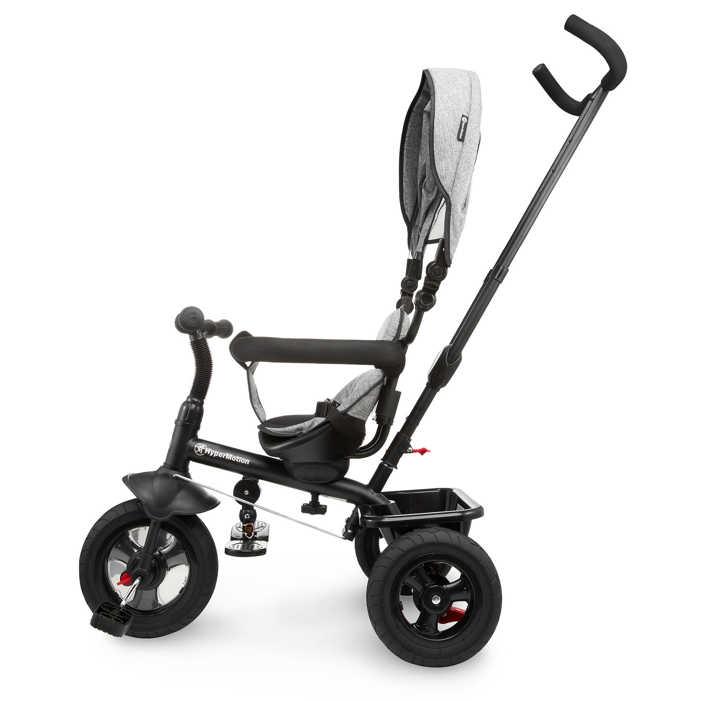 Triciclo para crianças de 1 a 4 anos - TOBI FREY - cor cinza - giratório - rodas infláveis + empurrador