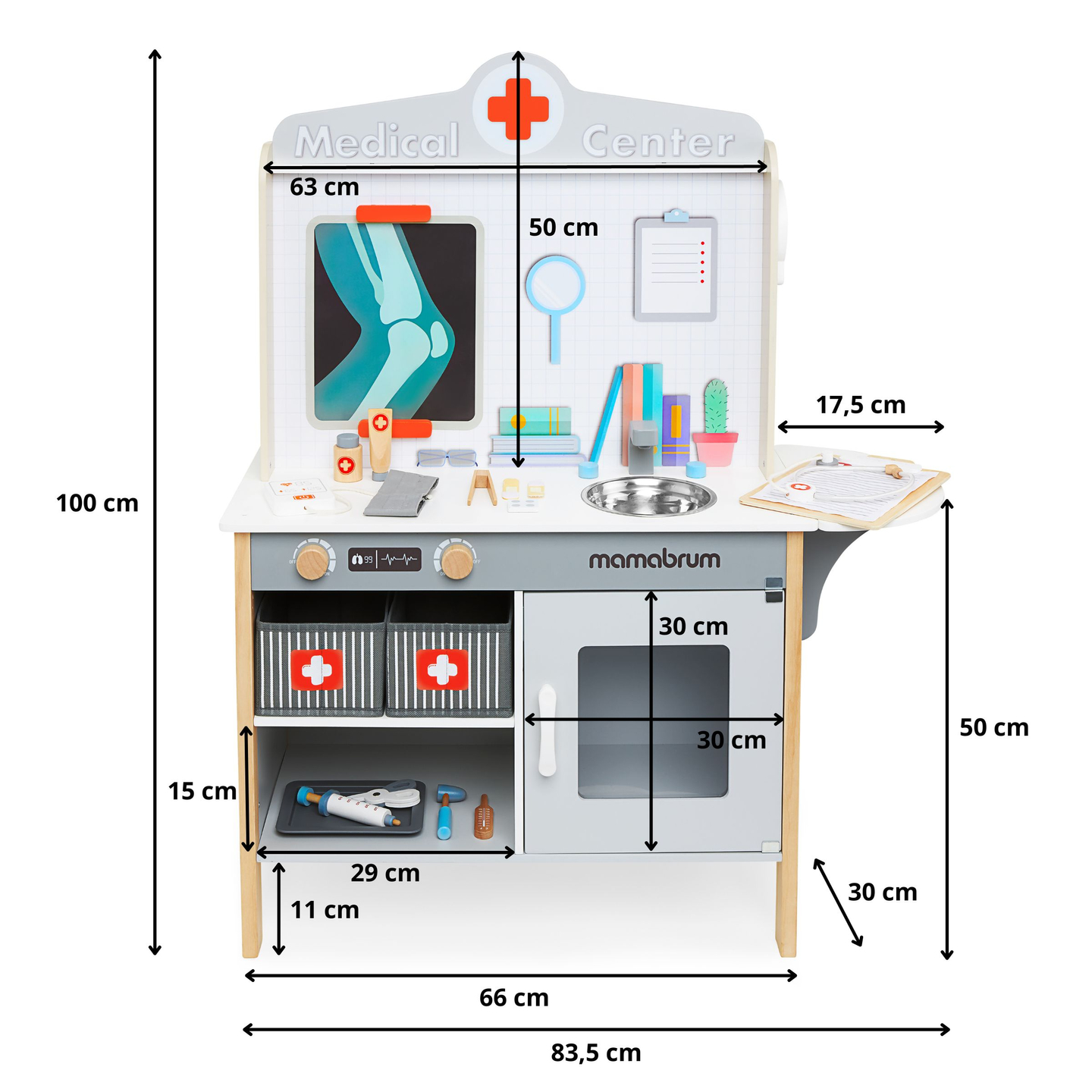 Consultório médico de madeira XXL - conjunto médico com acessórios