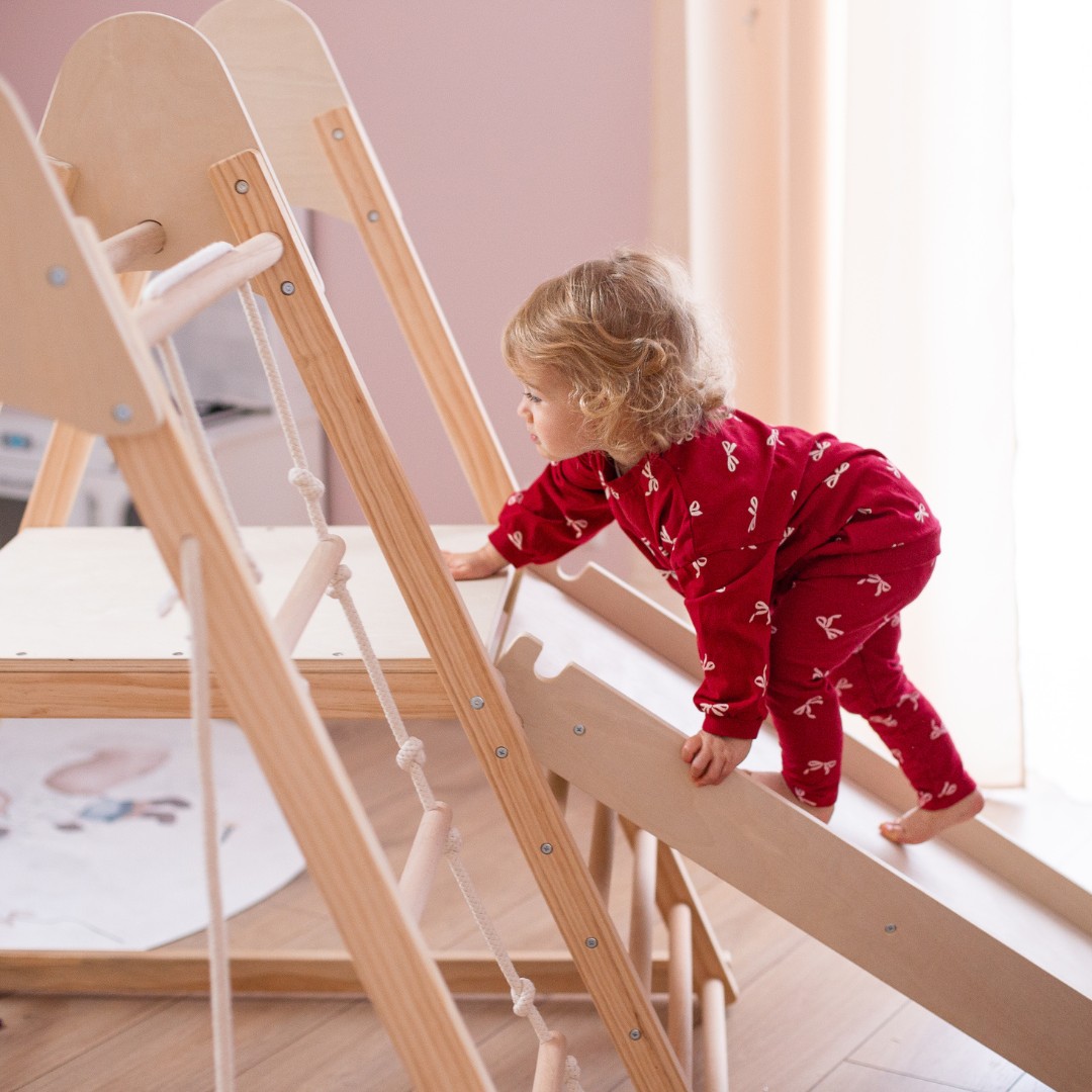 Parque infantil doméstico em madeira XL 5em1
