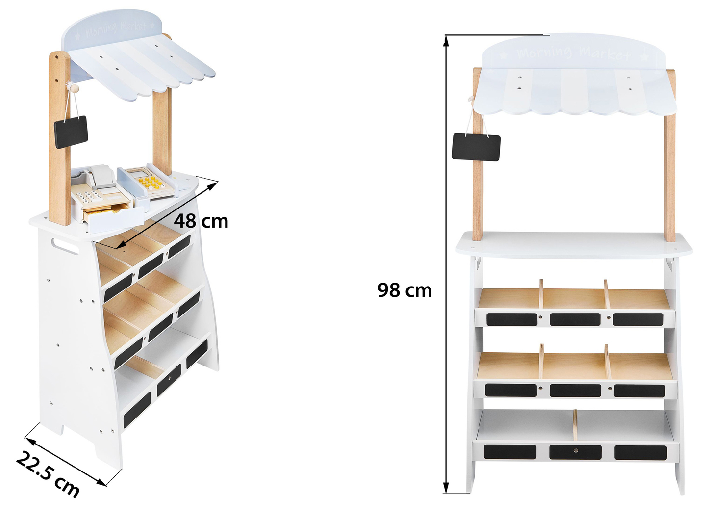 Mercearia - uma barraca de madeira com caixas, caixa registradora e terminal