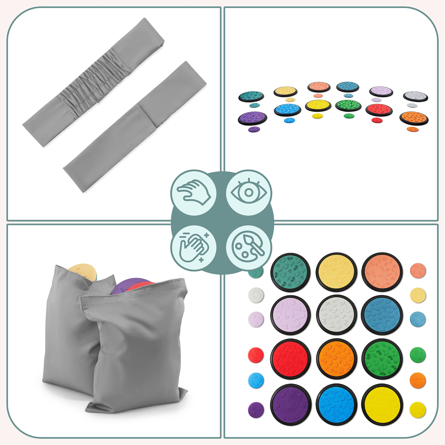 Discos sensoriais coloridos para crianças - 24 peças