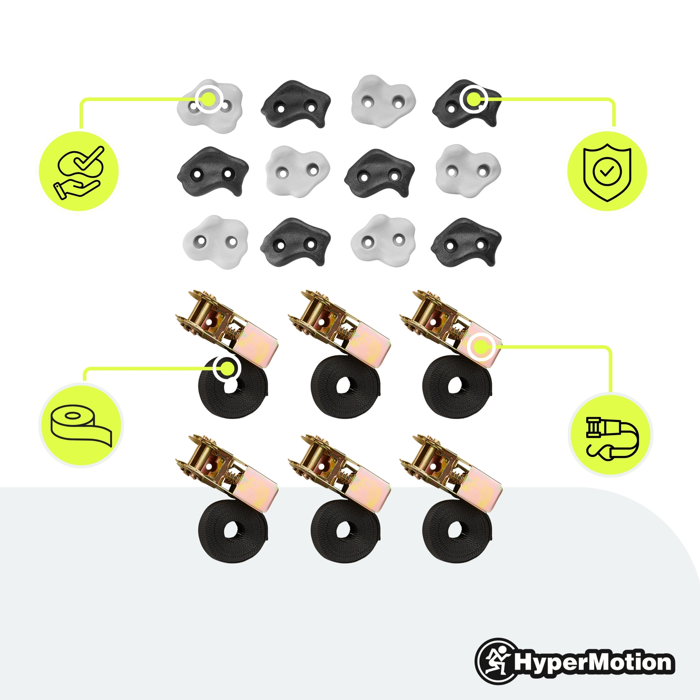 Kit de arvorismo HyperMotion - 18 itens