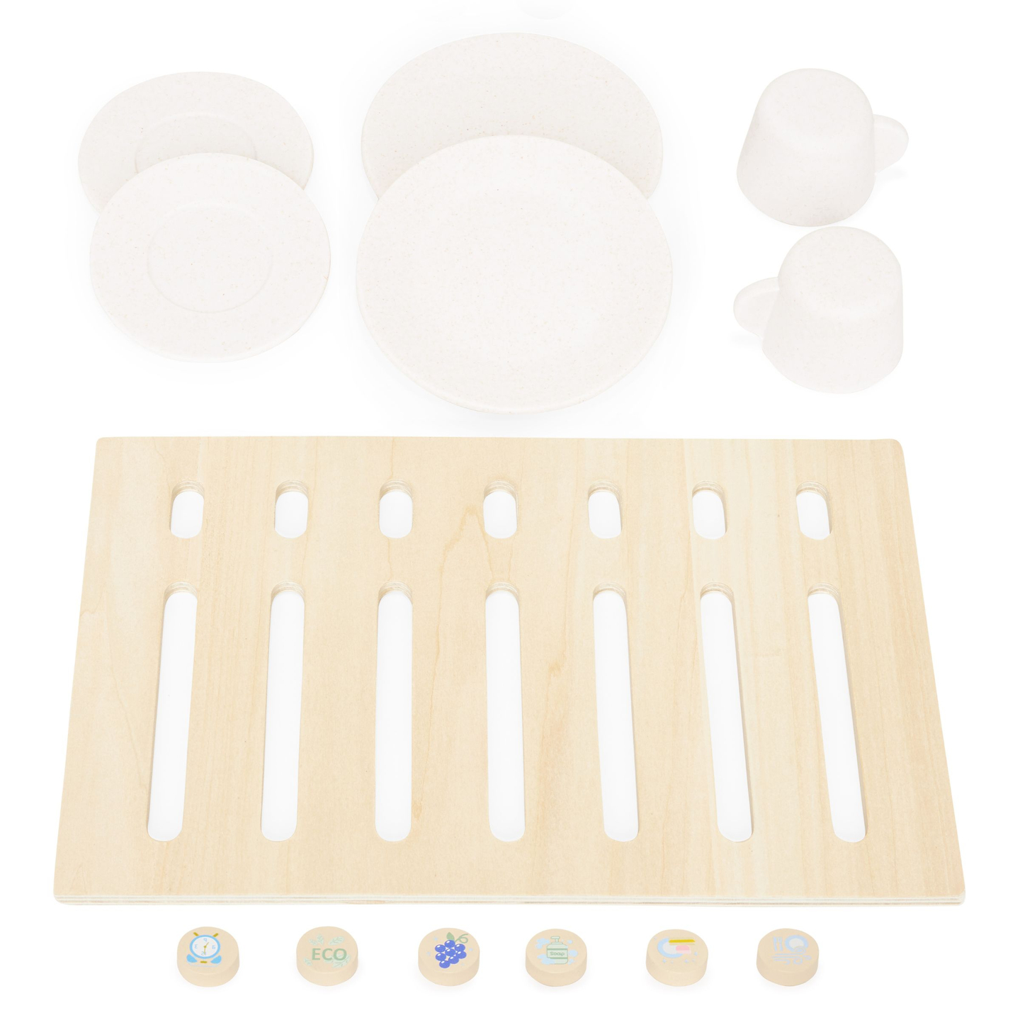 Máquina de lavar louça de madeira com acessórios