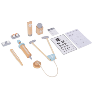 Conjunto de madeira para um pequeno médico