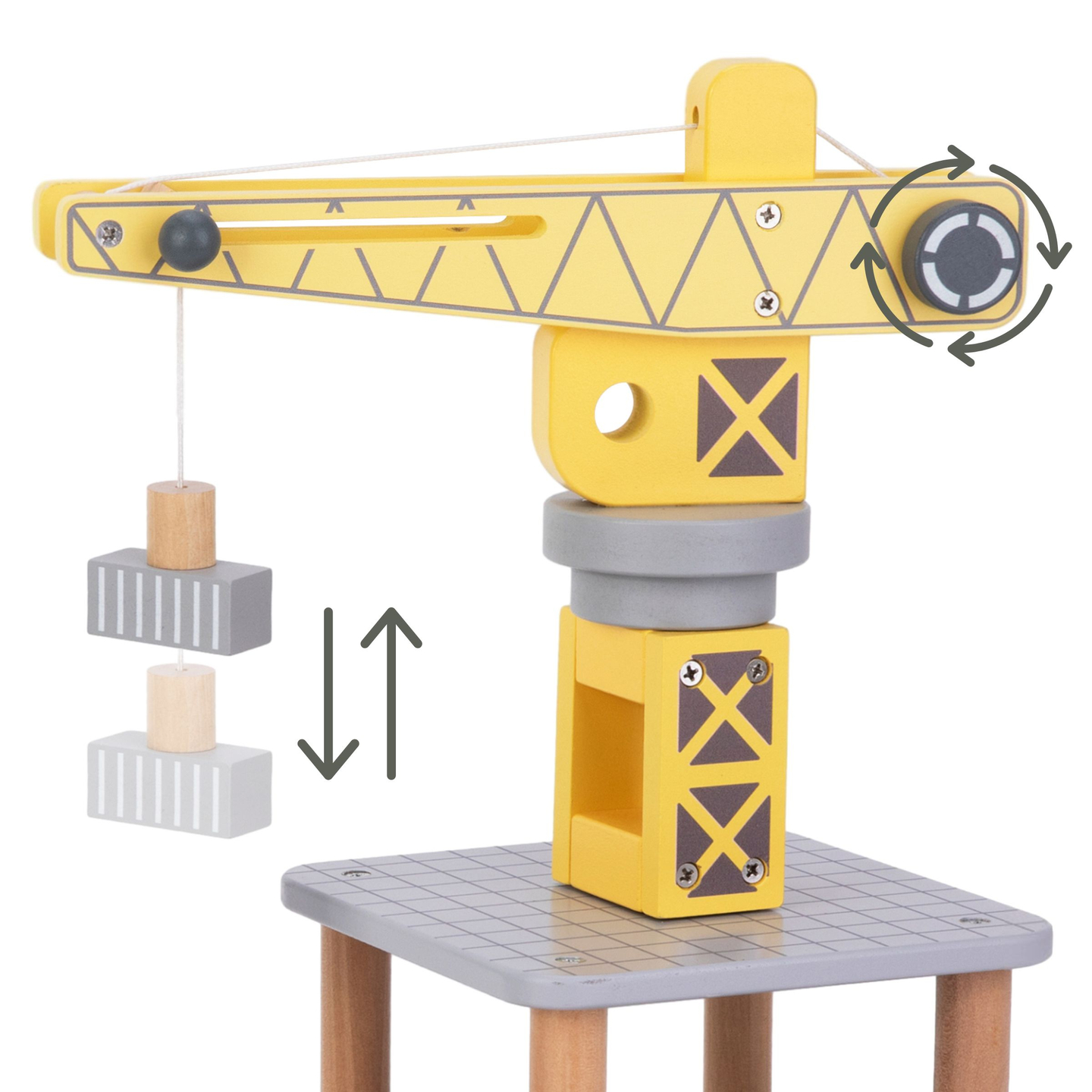 Guindaste portuário móvel com guincho magnético e acessórios - conjunto de madeira