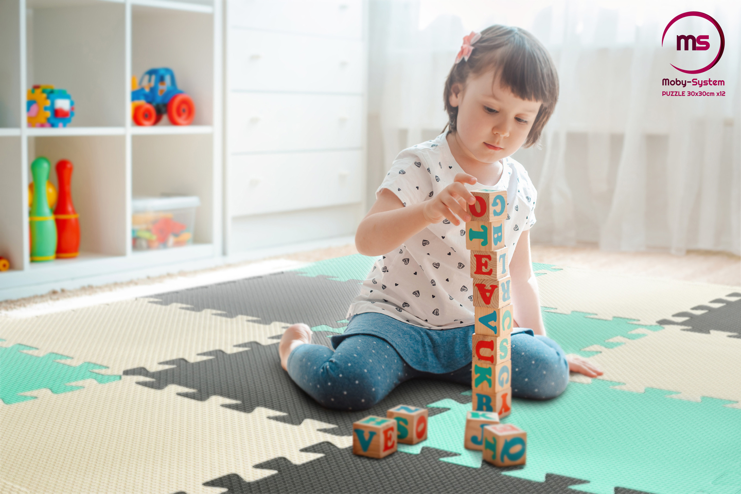 Quebra-cabeça de espuma 12 unid. - tapete educativo de espuma 120 x 90 x 1,2cm com borda - menta