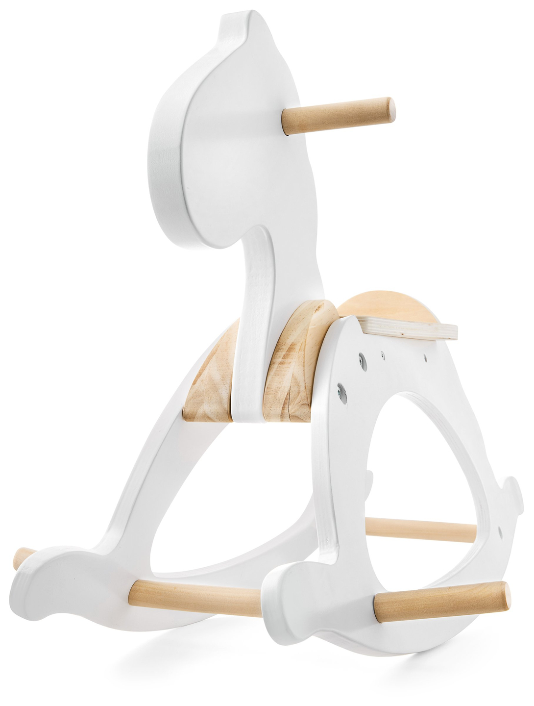 Cavalo de balanço de madeira - branco - a partir dos 12 meses