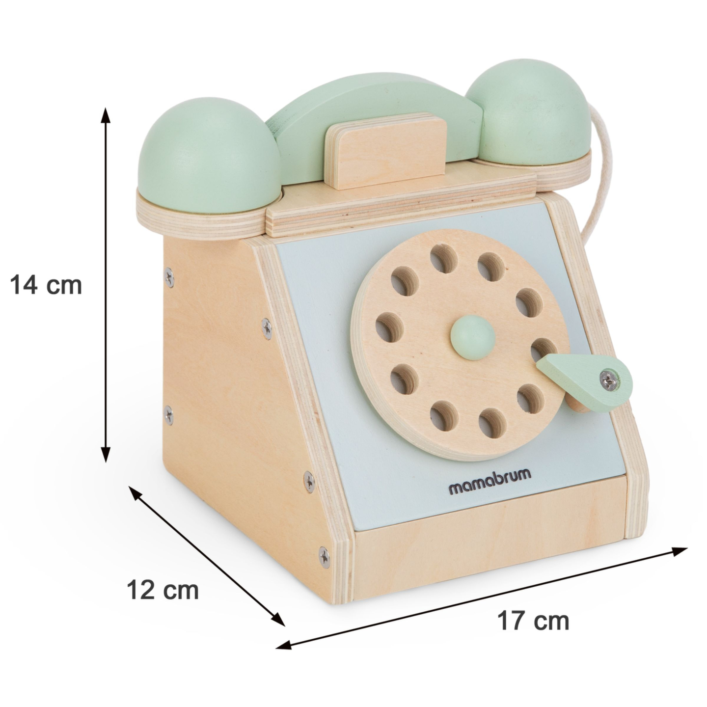 Telefone retrô de madeira - menta
