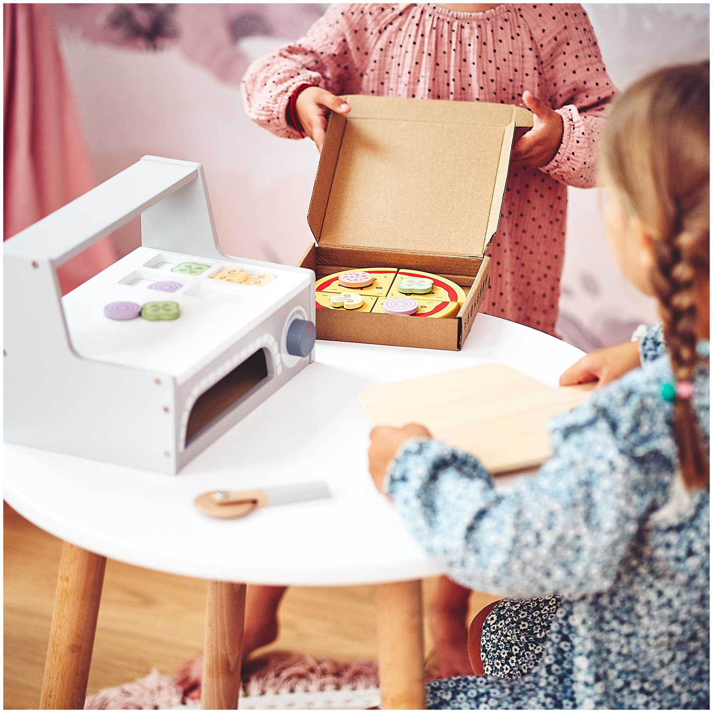 Conjunto para assar pizza em madeira