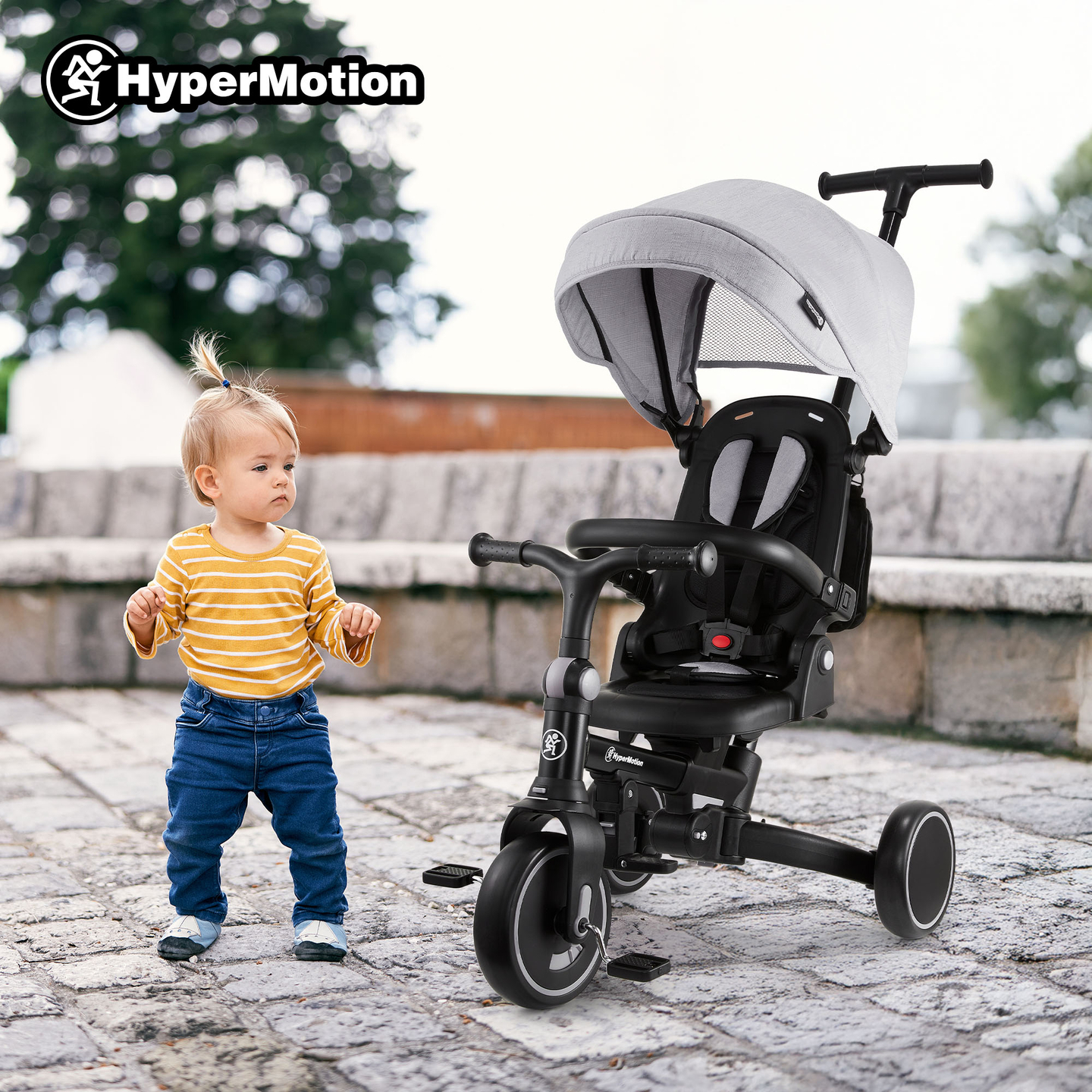 Triciclo multifunções 8em1 TOBI FOREST - cinzento