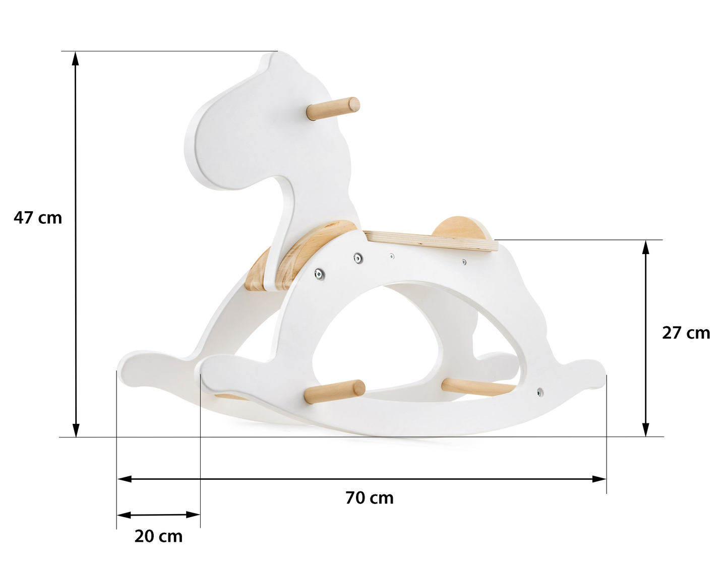 Cavalo de balanço de madeira - branco - a partir dos 12 meses
