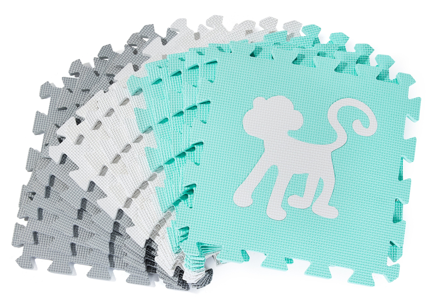 Tapete quebra-cabeça de espuma XL 150 x 150 x 1cm com borda - Espuma EVA - menta