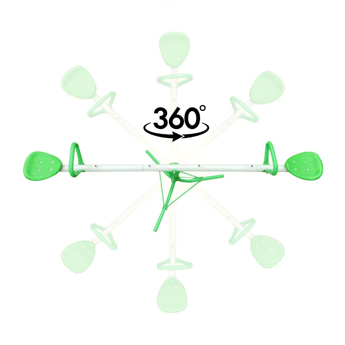 Balanço de jardim 2 em 1, trave de equilíbrio para 2 pessoas com função de carrossel de 360 graus