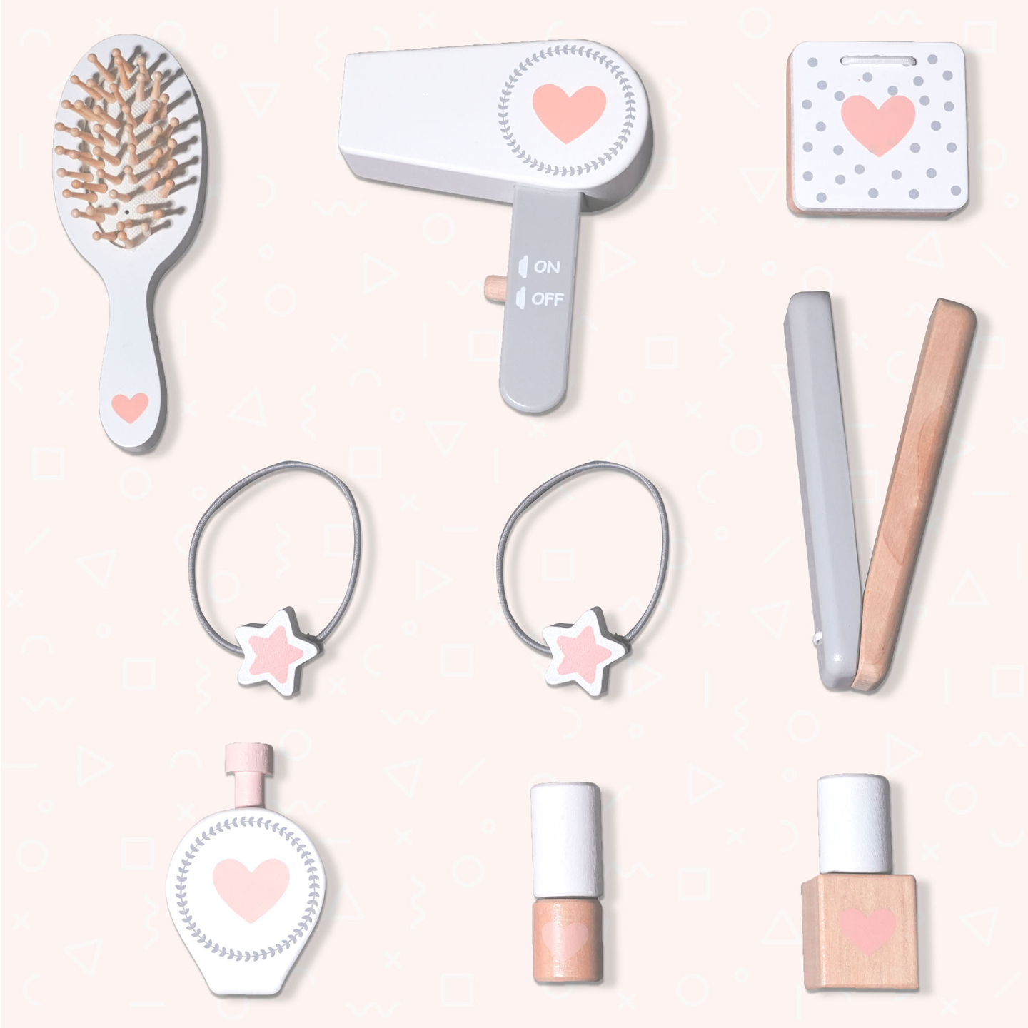 Penteadeira de madeira para crianças com cadeira, acessórios e iluminação LED