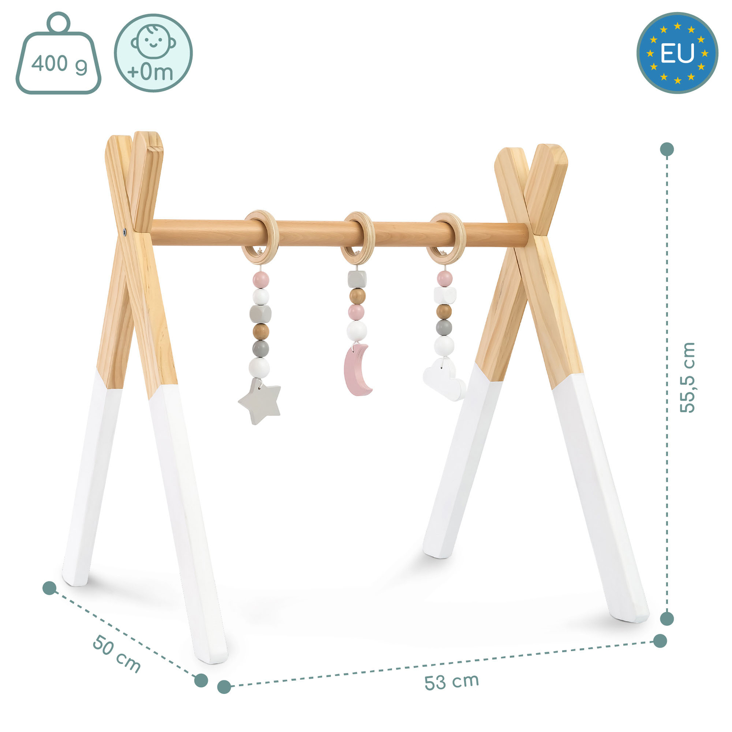 Suporte educativo de madeira Baby Gym - cor branca