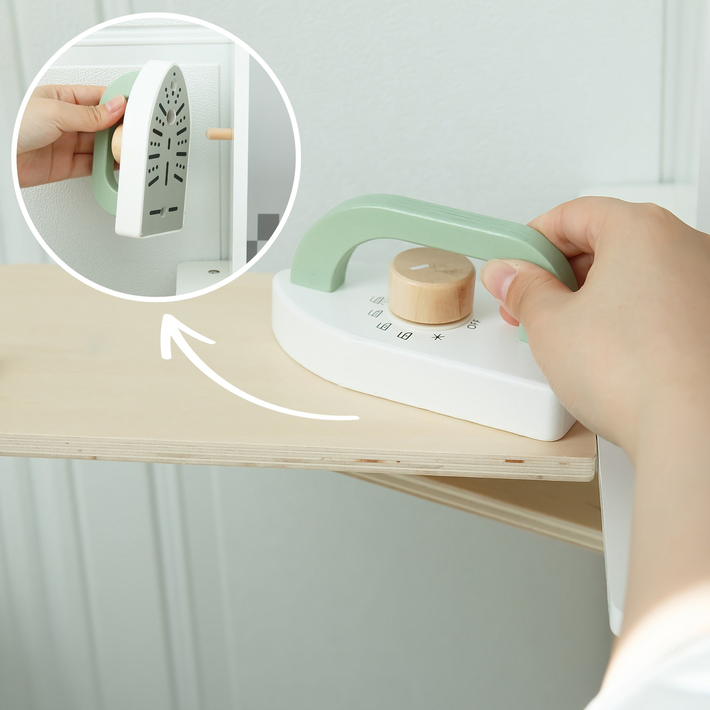 Cozinha interactiva com máquina de lavar roupa, máquina de lavar louça e quadro de giz