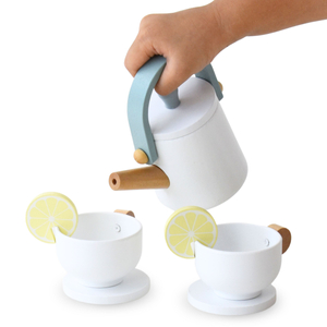 Jogo de chá grande em madeira com bandeja - 17 elementos