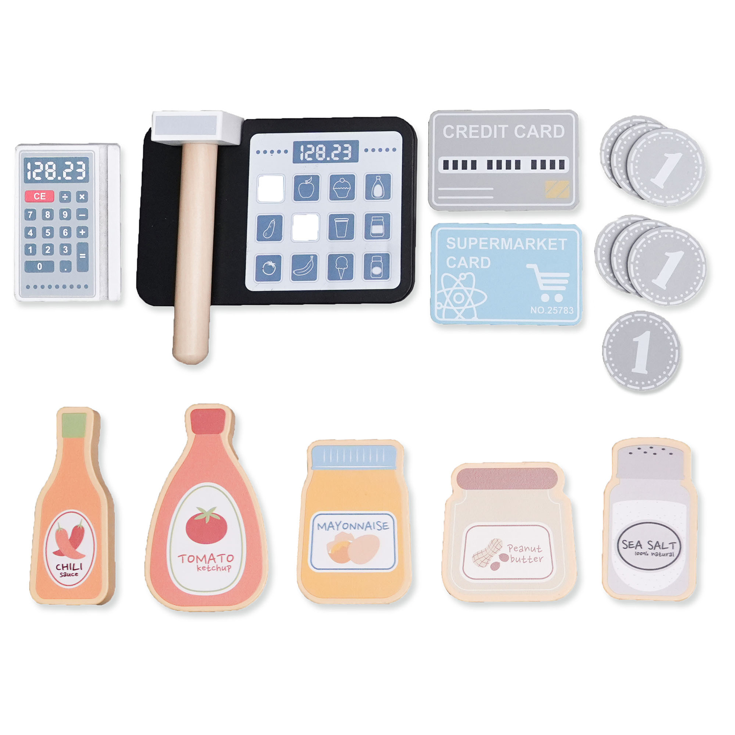 Grande loja de madeira XXXL para crianças com bar de comida rápida - Loja de esquina + Máquina de café + Forno + Frigorífico - 106 ac.