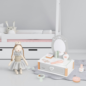 Penteadeira de madeira para crianças com acessórios