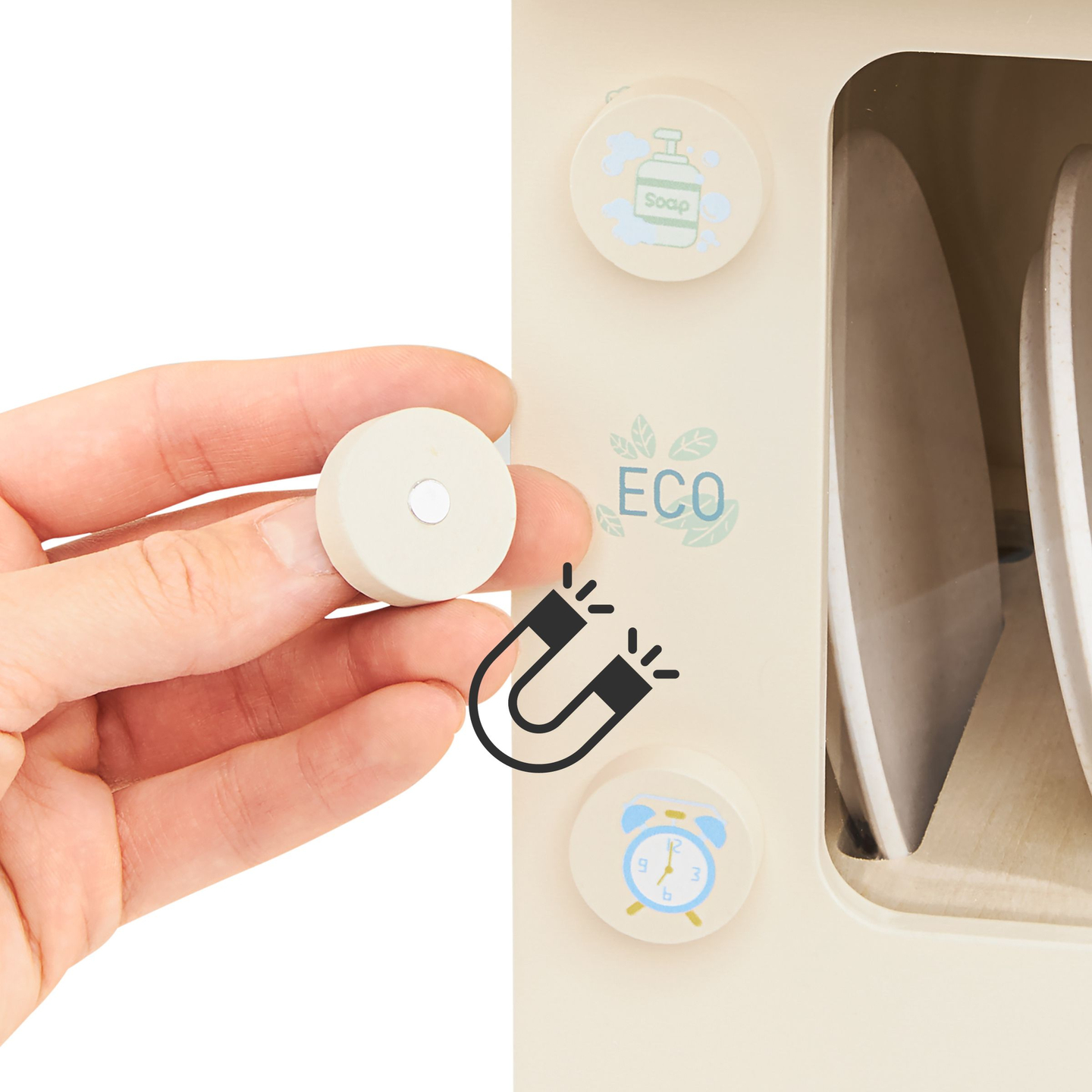 Máquina de lavar louça de madeira com acessórios