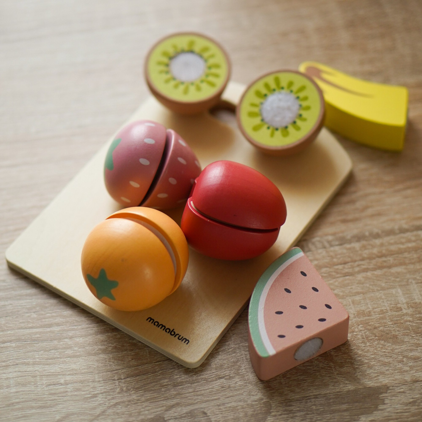 Frutas de madeira para cortar - conjunto