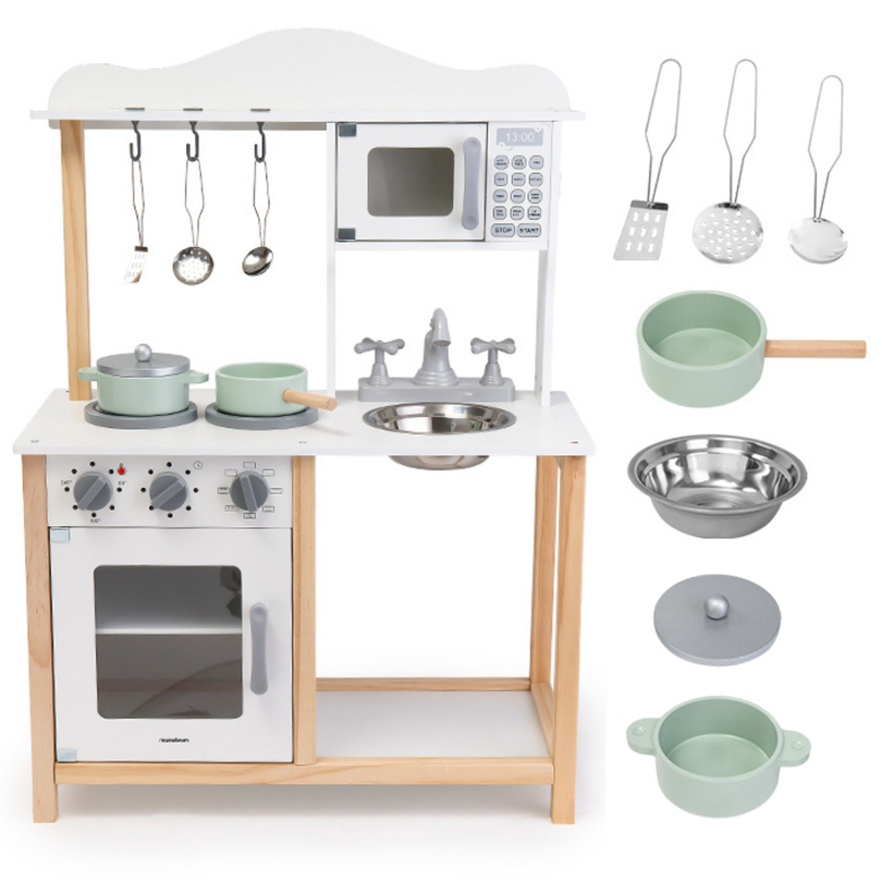 Cozinha infantil em madeira com micro-ondas