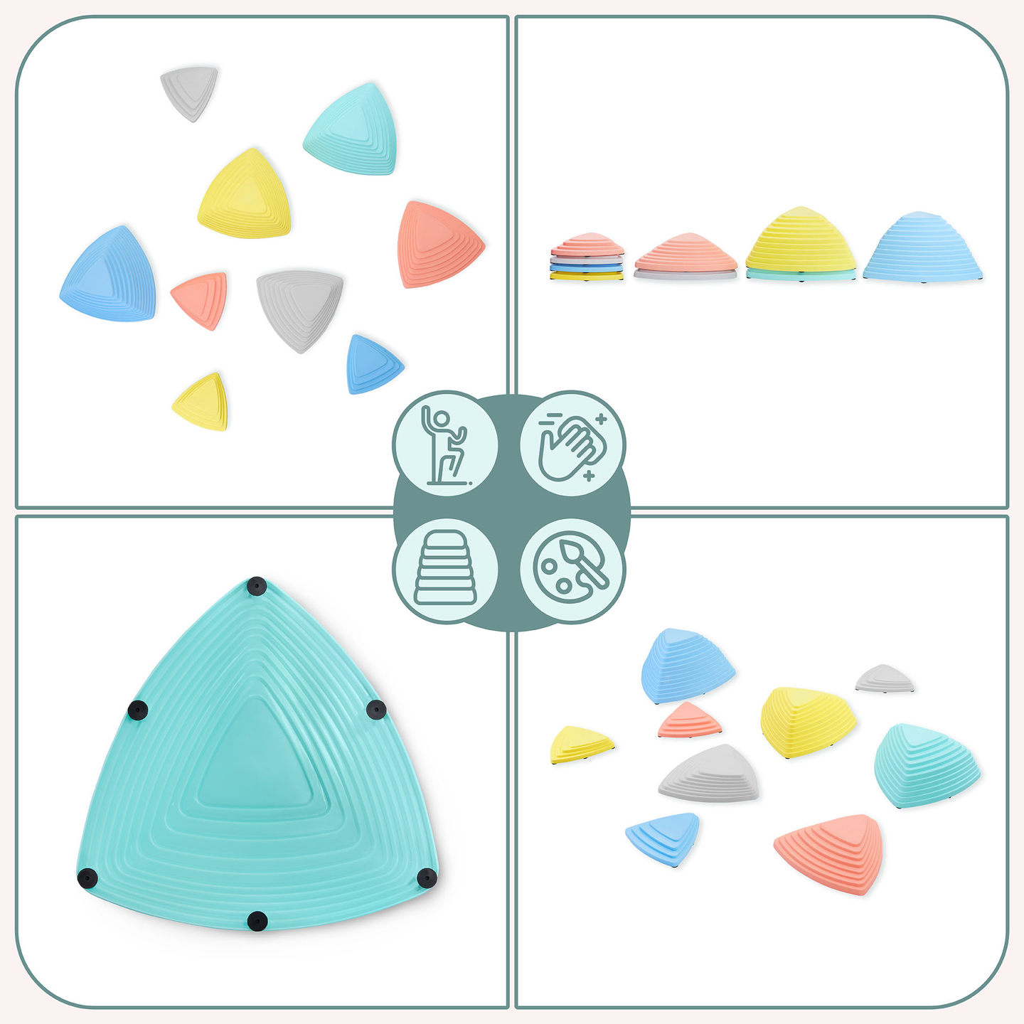 Pedras de equilíbrio coloridas - 9 peças