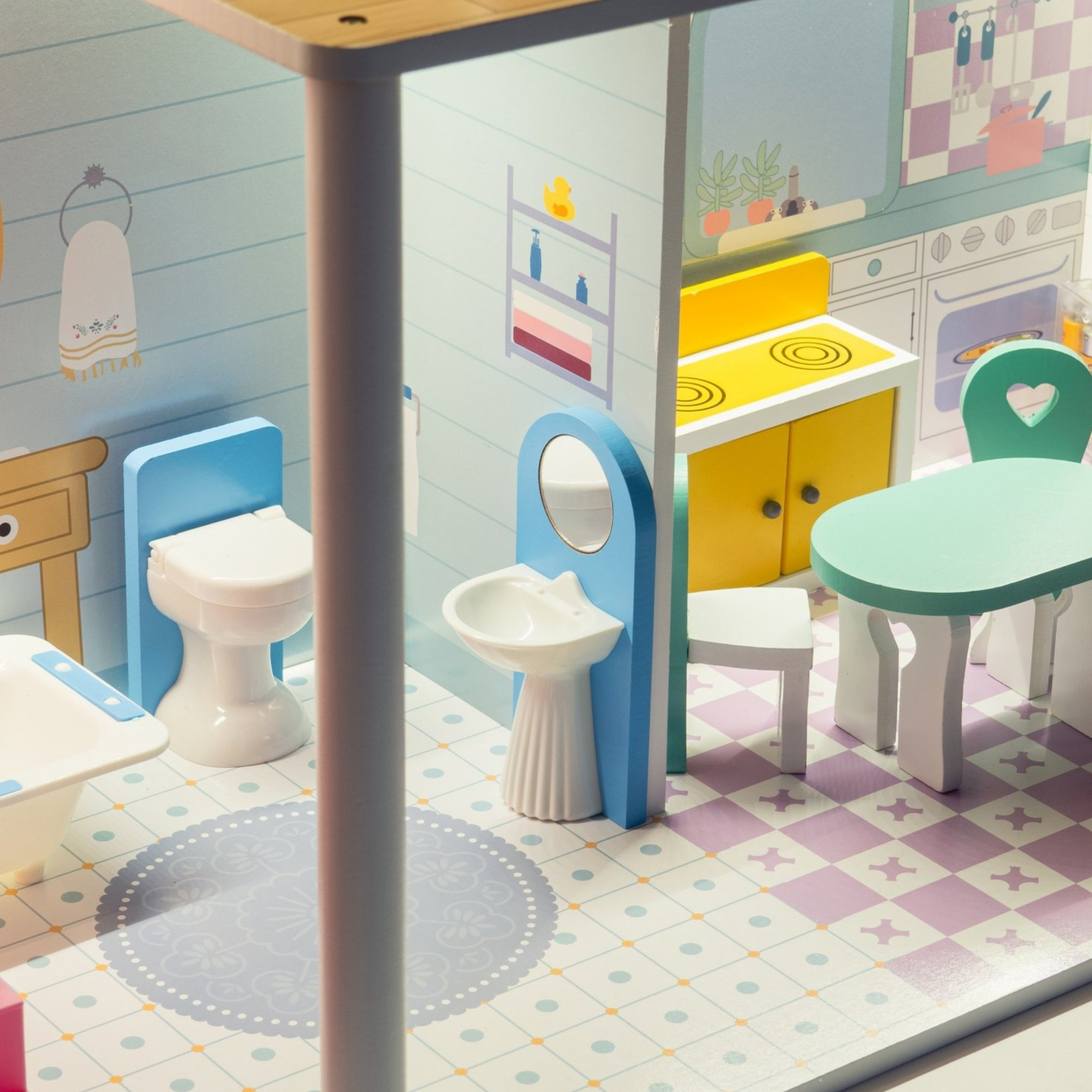 XXL A maior casa de bonecas de madeira - 123 cm - iluminada por LED - terraço, acessórios, jardim