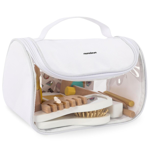 Conjunto de maquilhagem para crianças - bolsa de maquilhagem + acessórios de madeira, 15 peças