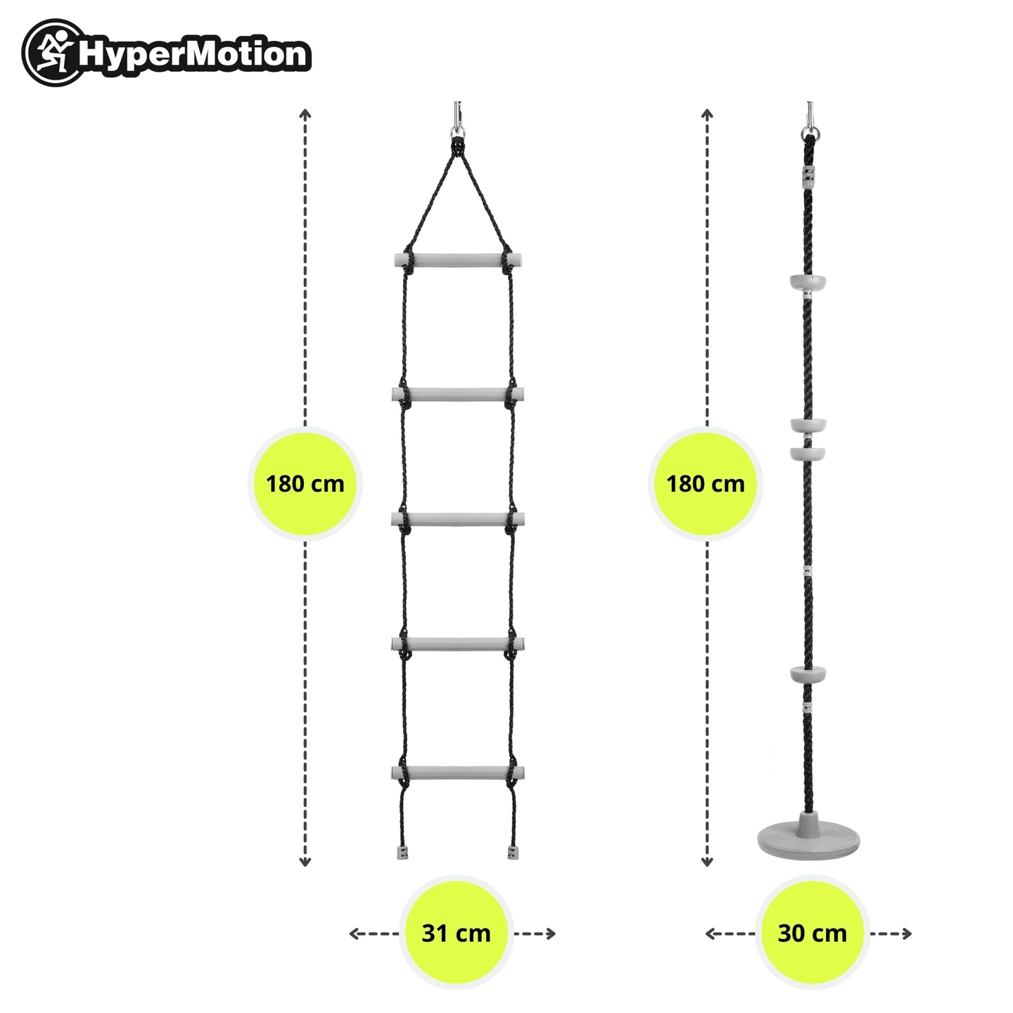 Pista de obstáculos ninja para crianças - Conjunto de slackline HyperMotion - 10 obstáculos