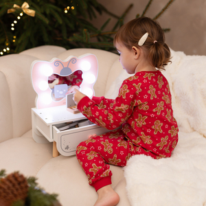 Mini toucador em madeira com iluminação LED - Butterfly