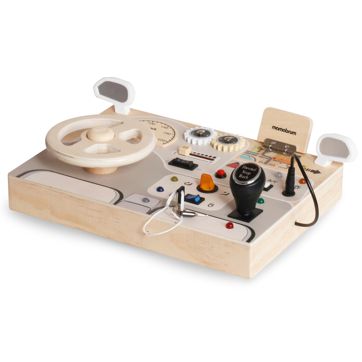 Tabuleiro de madeira Montessori para crianças pequenas - painel de instrumentos do carro