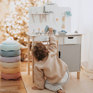 Grande oficina de madeira com ferramentas XXL - conjunto DIY, 74 elementos